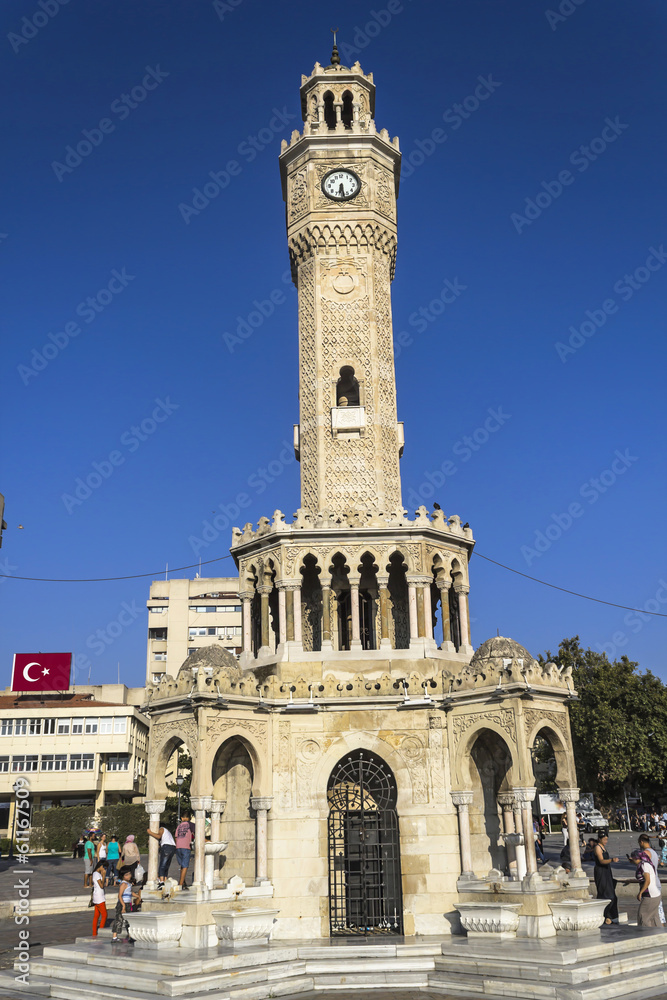 Fototapeta premium Historical Clock Tower of Izmir, Turkey.