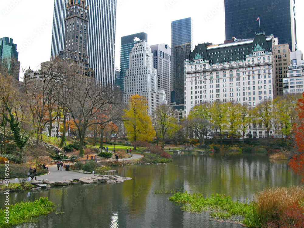 Naklejka premium Central Park and its beautiful colors in Autumn and Winter. New