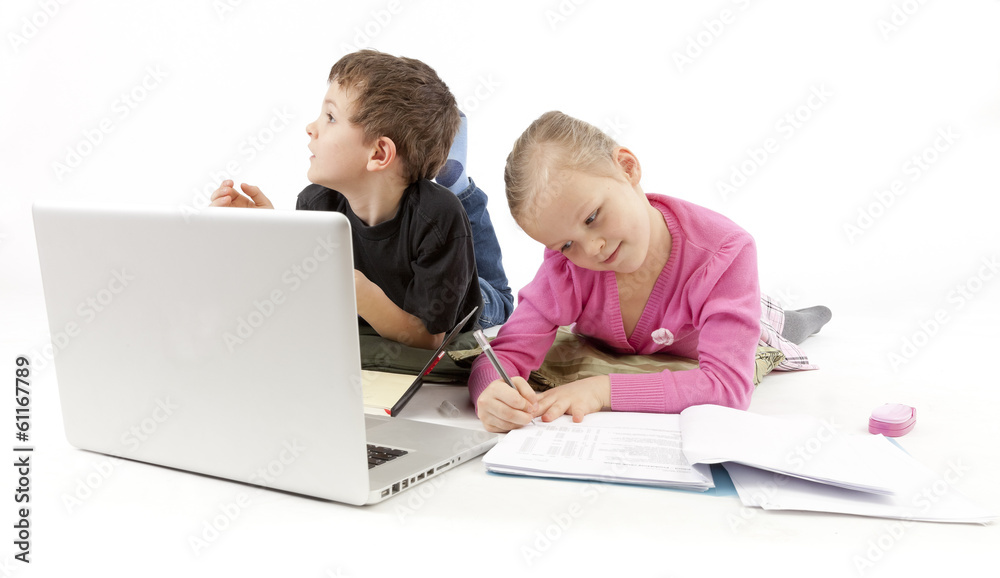 Child Boss and his child Secretary watching the Laptop Child Boss and his child Secretary watching the Laptop