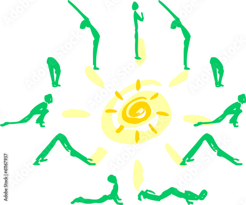 Yoga pose sequence. How to do Sun Salutation.
