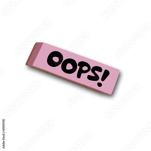 Eraser with oops sign