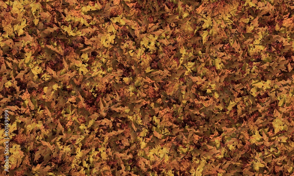 3d illustration of broken fall leaves on the ground 3d illustration of broken fall leaves on the ground