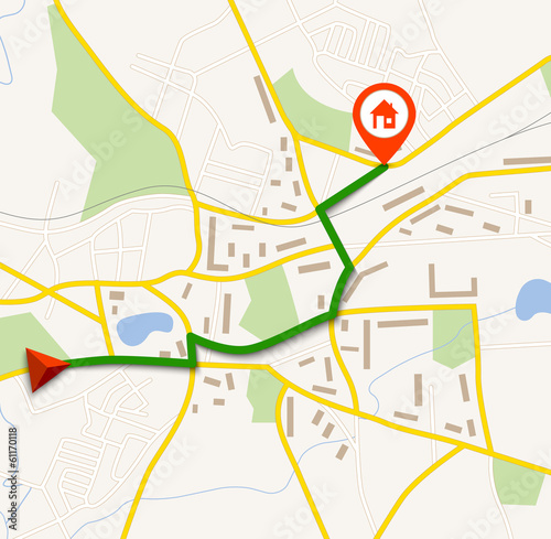Navigation map with pin
