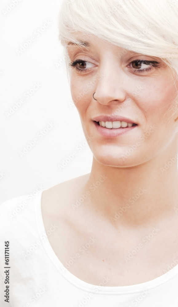 Beautiful woman with short white hair Beautiful woman with short white hair