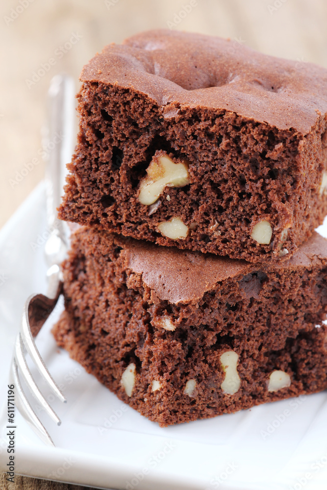 Freshly baked homemade walnut chocolate brownies Freshly baked homemade walnut chocolate brownies