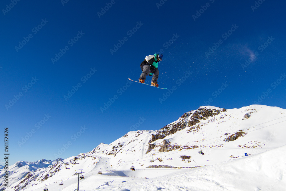 Snowboarder in snowpark