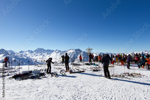 Skiers taking a rest