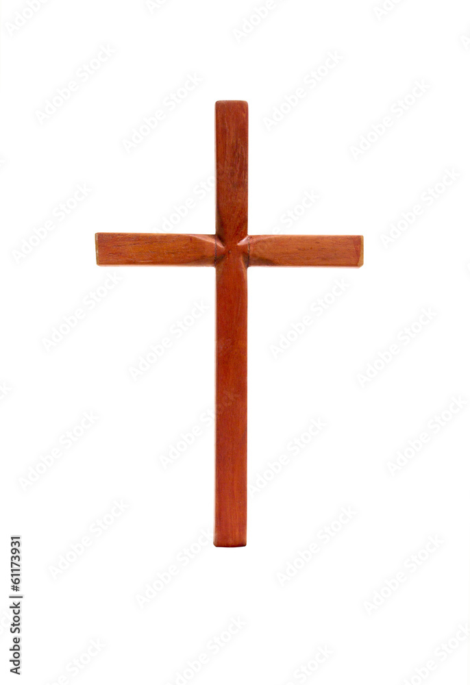 Isolated Wooden Cross on White Background