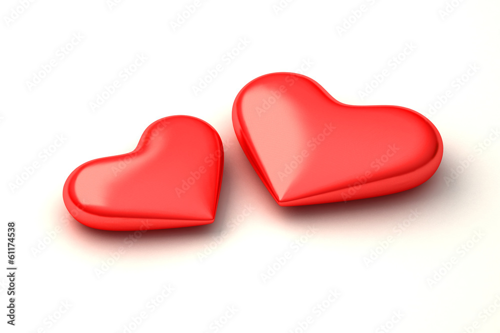 two 3d perfect hearts two 3d perfect hearts