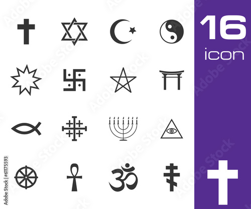 Vector black religious symbols set
