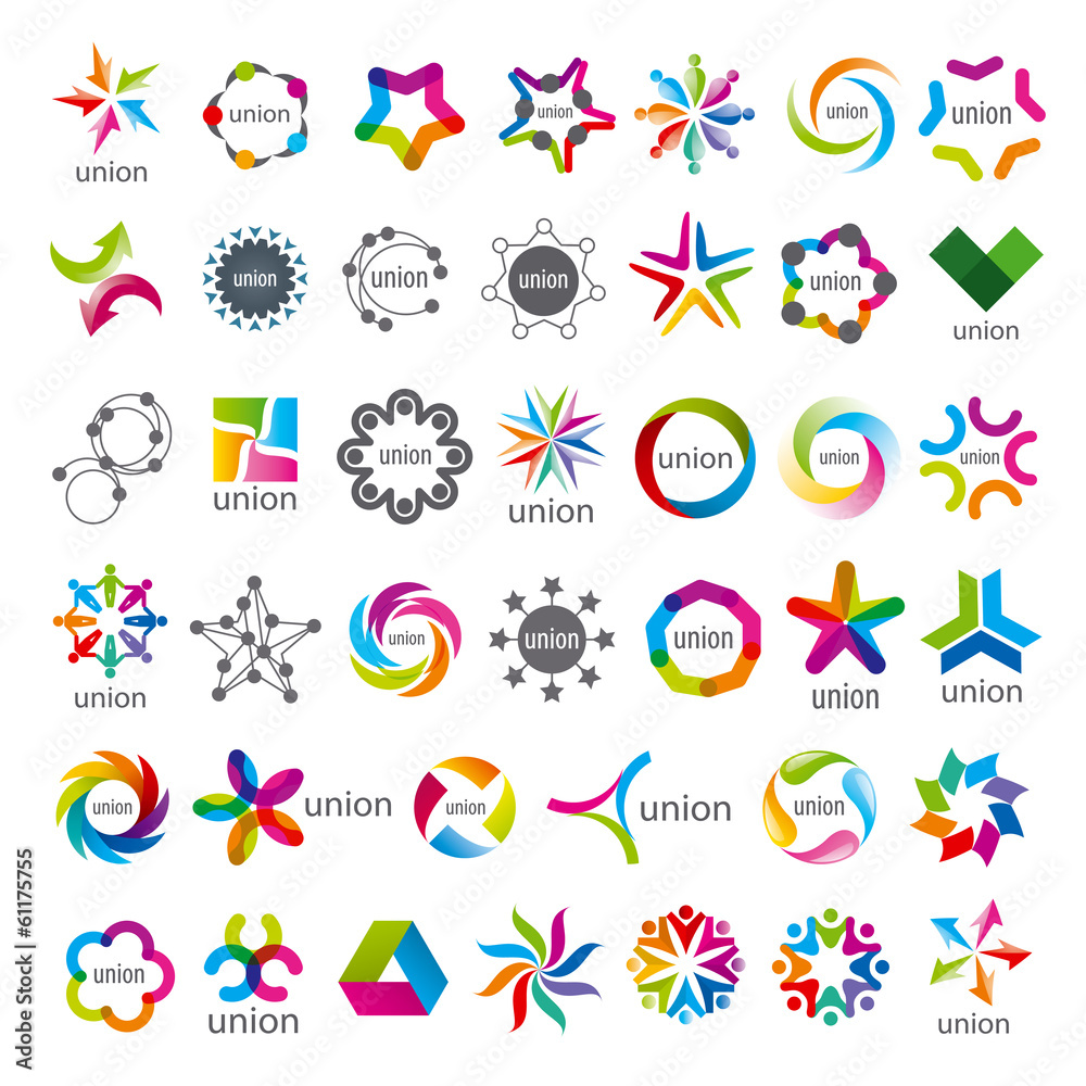 biggest collection of vector logos Union - obrazy, fototapety, plakaty 