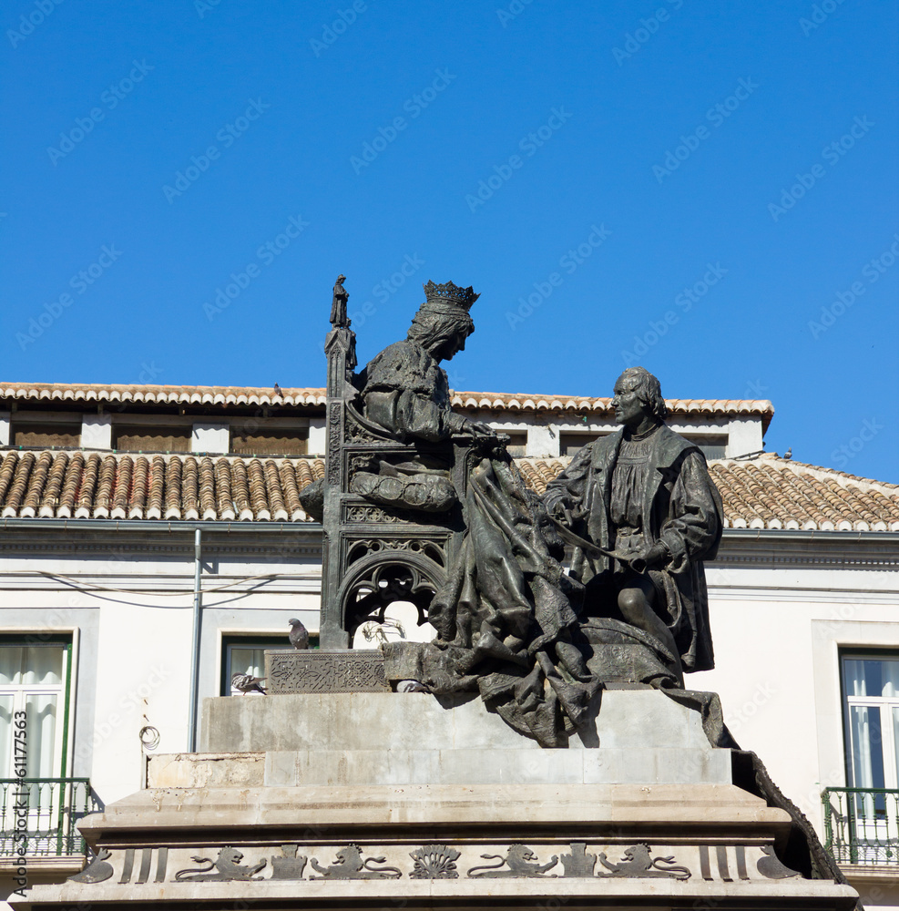 Fototapeta premium Isabela I with Christopher Columbus, Granada