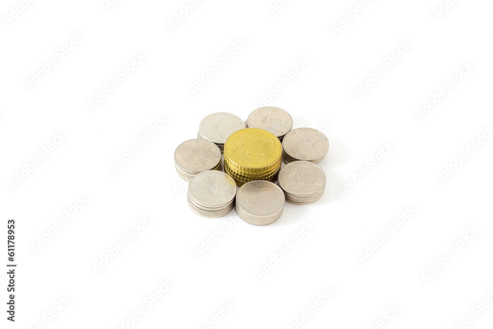 Heap of coins. On a white background. Heap of coins. On a white background.