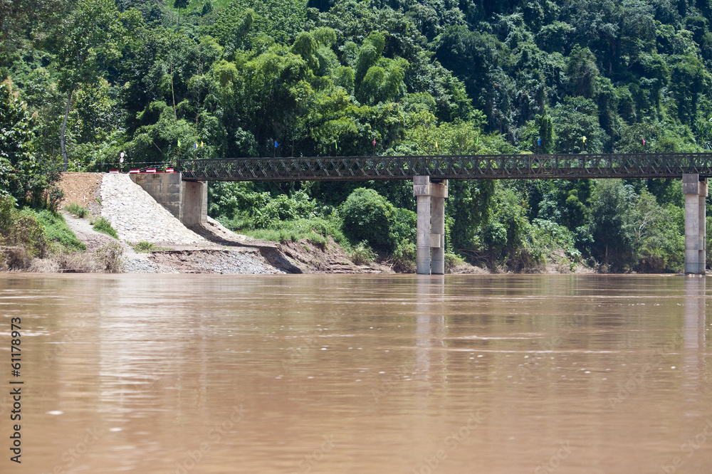 Fototapeta premium Bridge over Nam Ou river in Laos