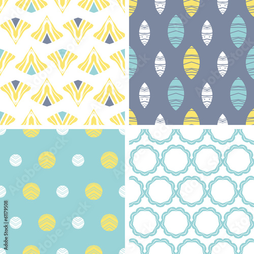 vector four abstract fun motives seamless patterns set in