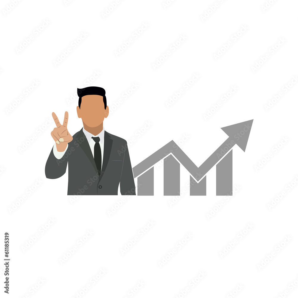Businessman Holds two fingers symbol,vector