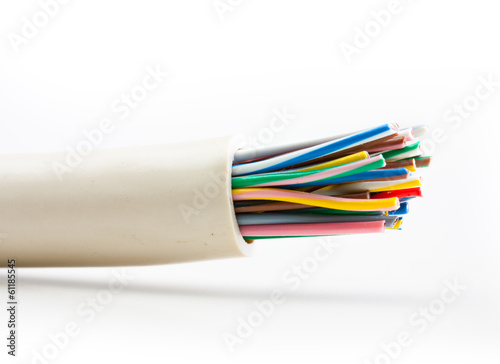 Electric cable on white background.