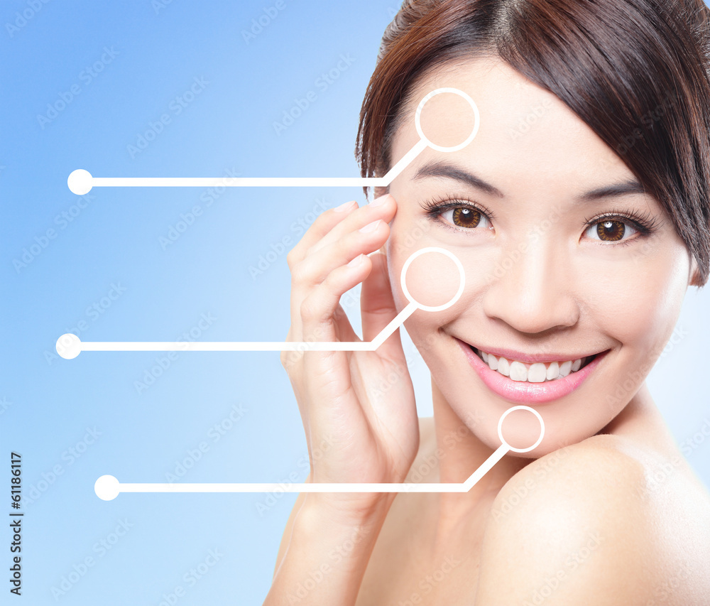 Naklejka premium woman with beauty face and perfect skin