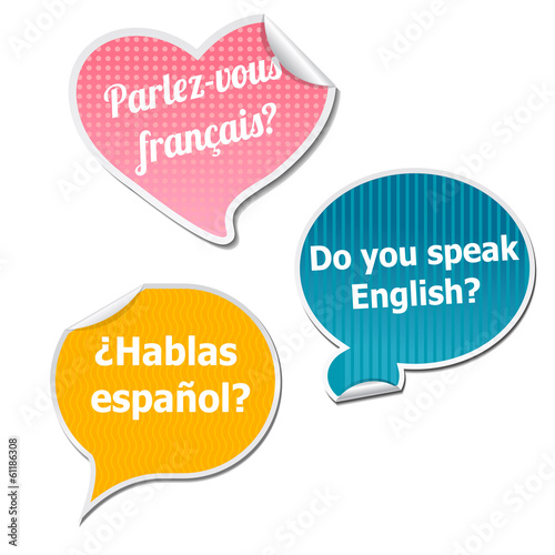 three language stickers