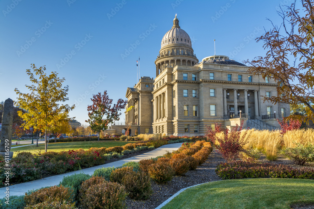 Sidewalk leads to the Idaho state capital