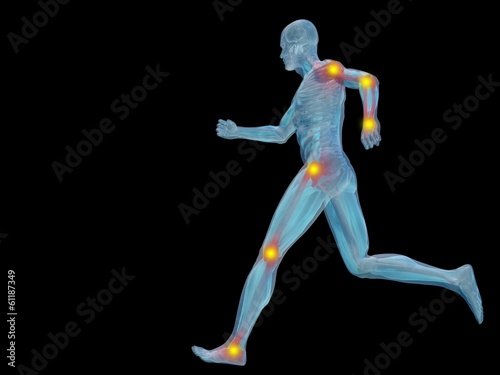 3D human man anatomy with articular pain