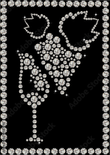 branch of grapes and wine glass in the diamond styling