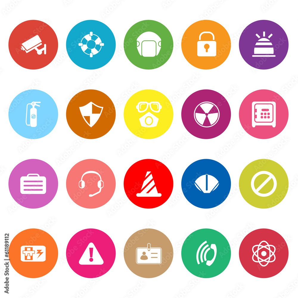 Safety flat icons on white background Safety flat icons on white background