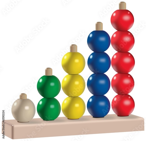 Wooden or plastic five colored vertical abacus toy