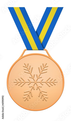 Bronze medal with blue yellow ribbon