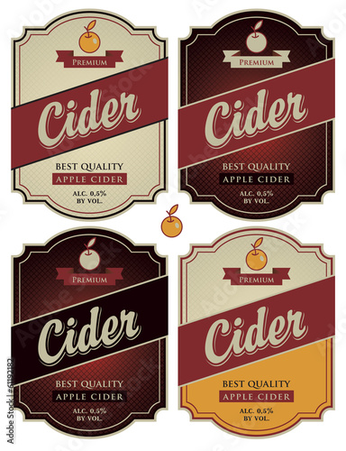set of four vector labels for cider