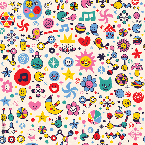 fun doodle cartoon pattern