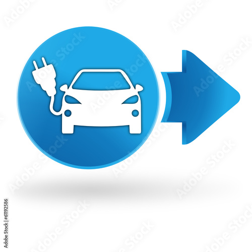 voiture électrique sur symbole web bleu