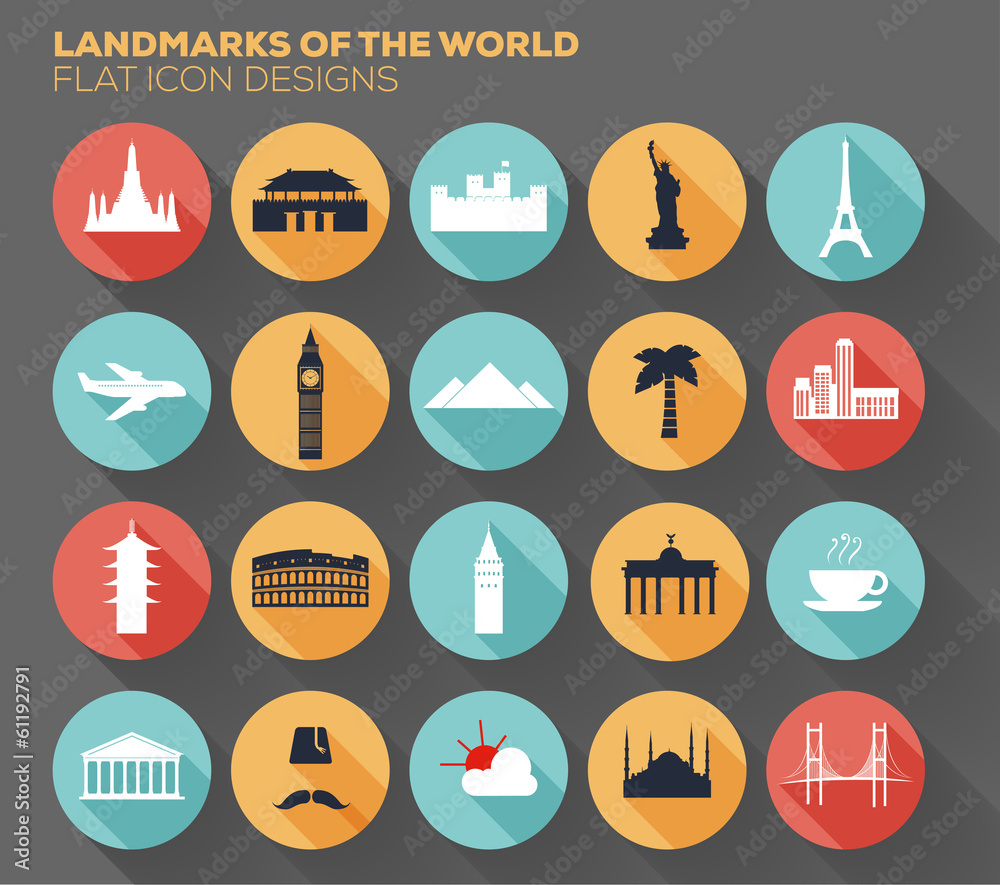 Fototapeta premium Landmarks of the World Design.