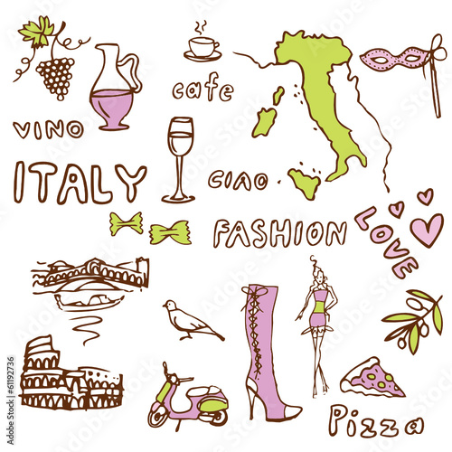 Italy doodle -sights symbols