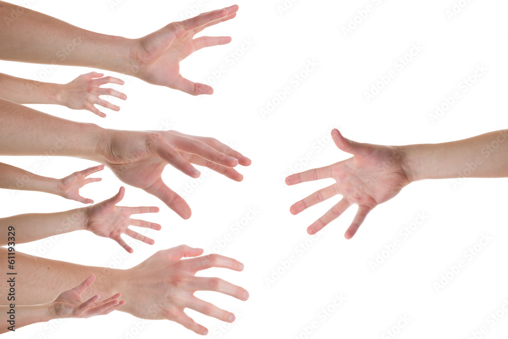 Hands reaching for a helping hand