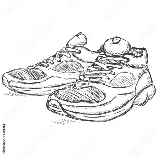 vector sketch illustration - running shoes