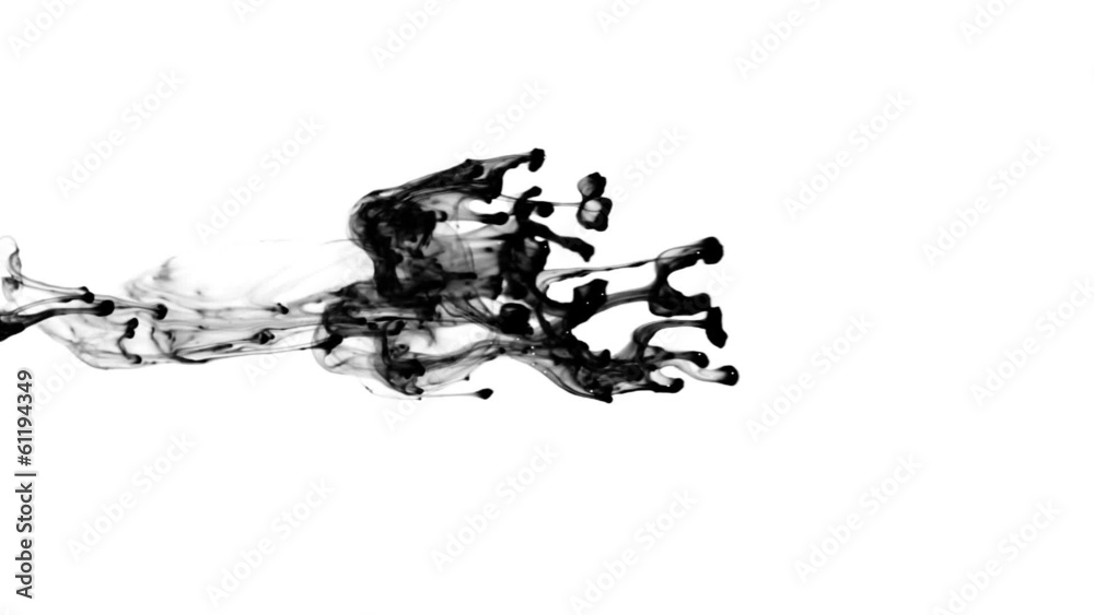 Ink spreads. Liquid ink splash in water.