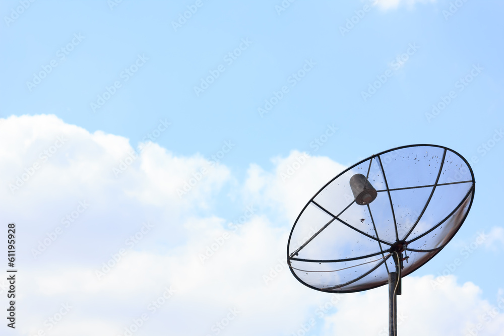 satellite dish with the sky