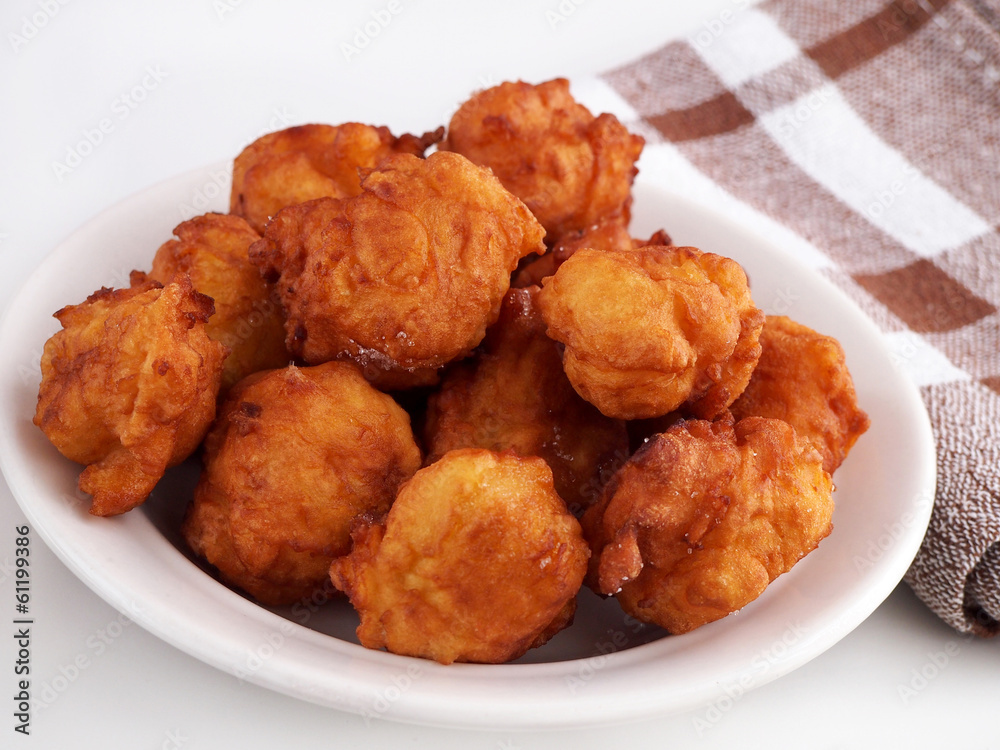 Homemade fritters on plate Homemade fritters on plate