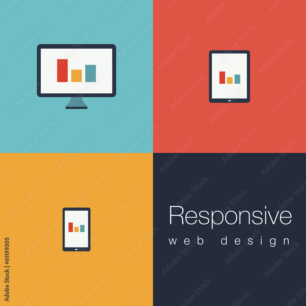Set of flat responsive web icons - obrazy, fototapety, plakaty 