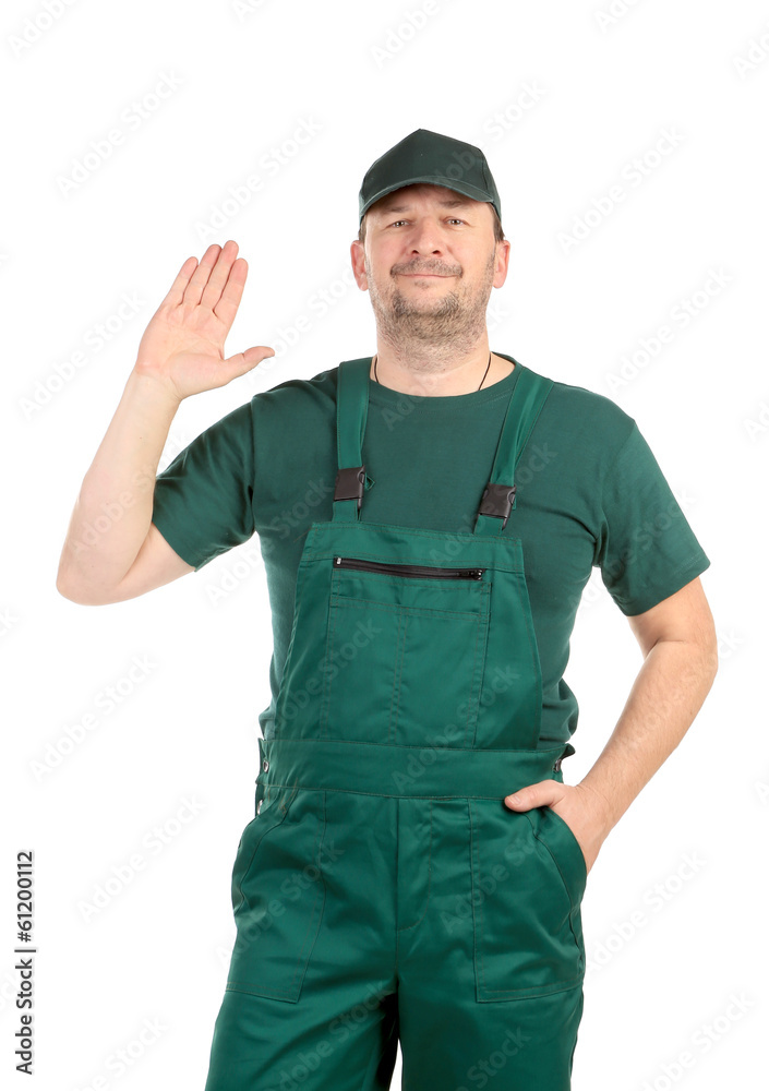 Confident worker in overalls. Confident worker in overalls.
