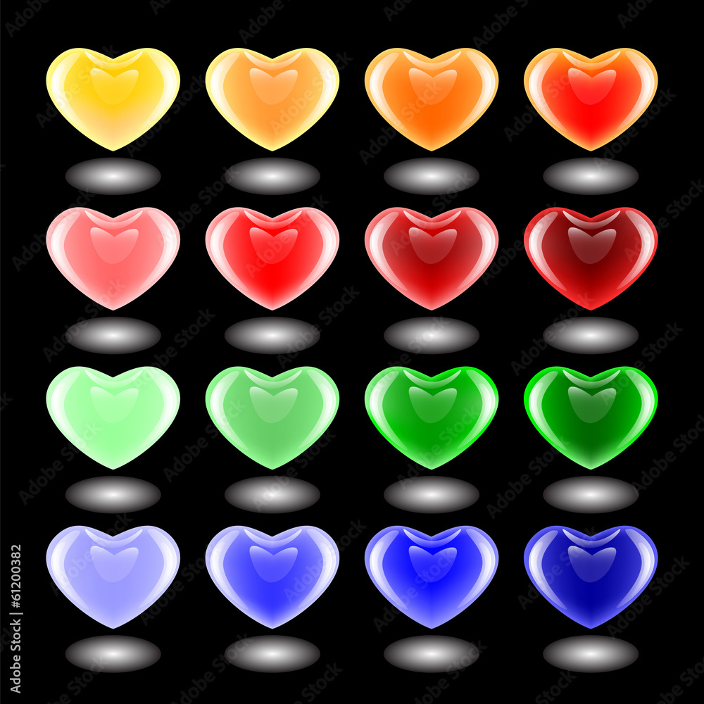 Set of design 3d multicolor heart icons. Emblems for Valentine's Set of design 3d multicolor heart icons. Emblems for Valentine's