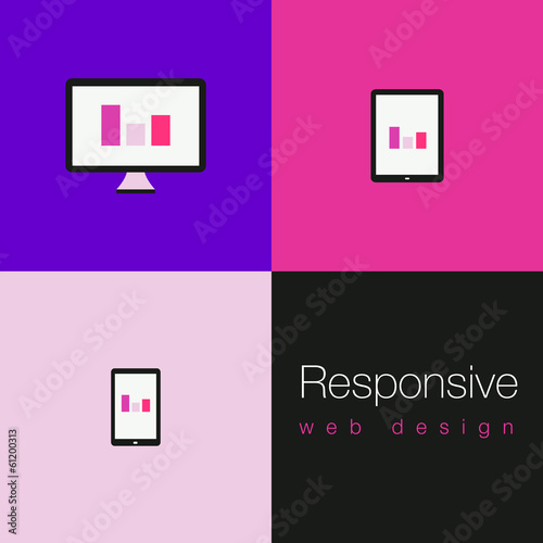 Set of flat responsive web icons - Violet