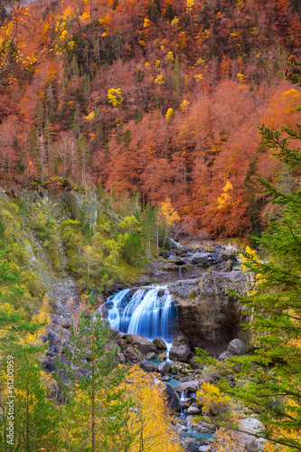 Cascada de Arripas waterfall in Ordesa valley Pyrenees Huesca photo