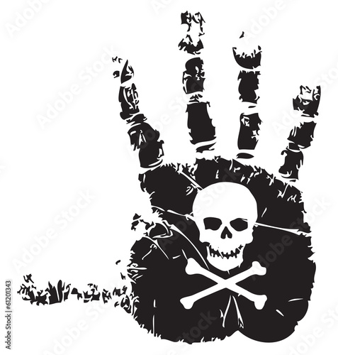 Handprint with skull