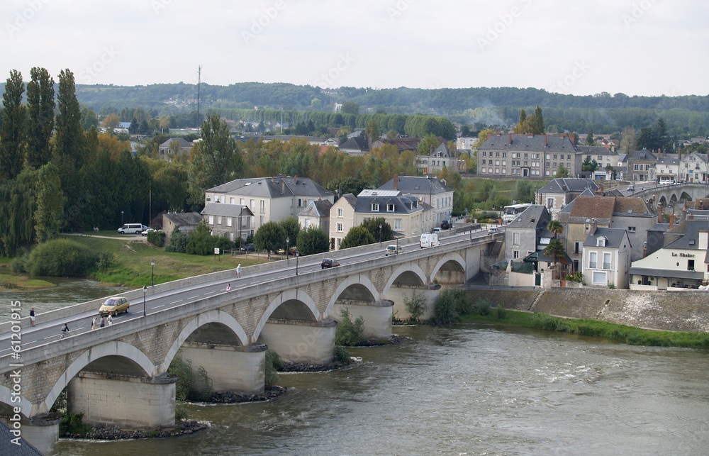 France. The bridge through the river Loire