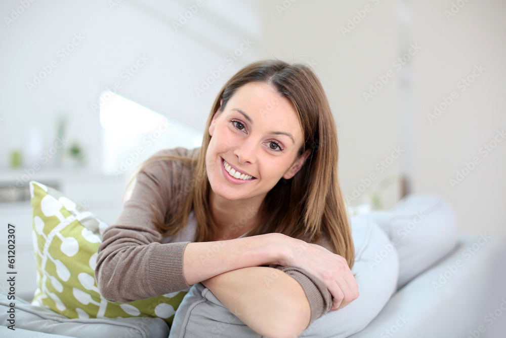 Portrait of brunette girl relaxing at home Portrait of brunette girl relaxing at home