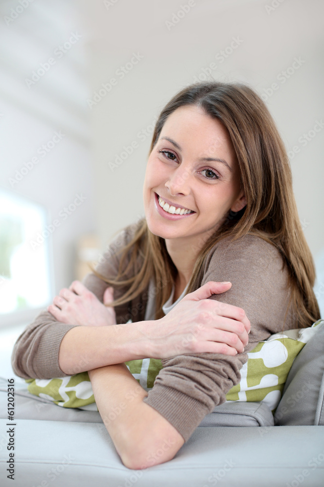 Portrait of brunette girl relaxing at home Portrait of brunette girl relaxing at home