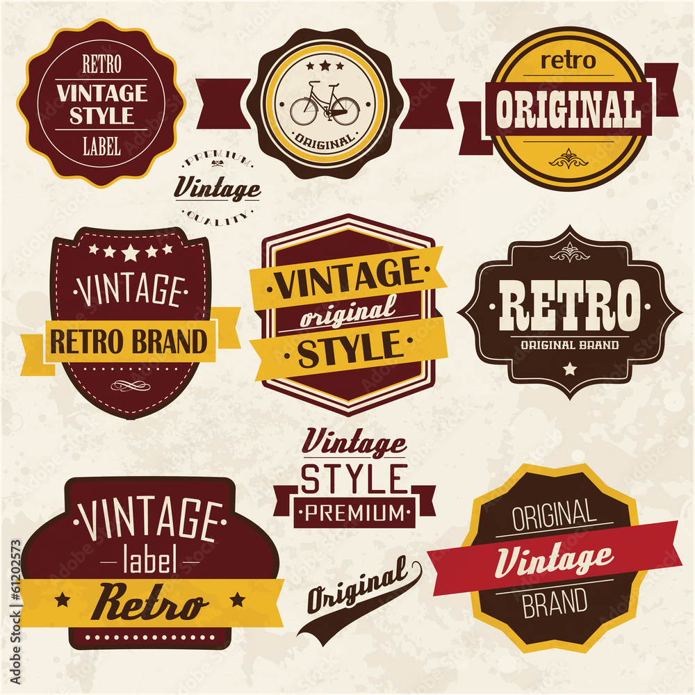Collection of vintage retro labels, badges, typographic, vector