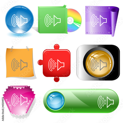 Loudspeaker. Vector internet buttons.